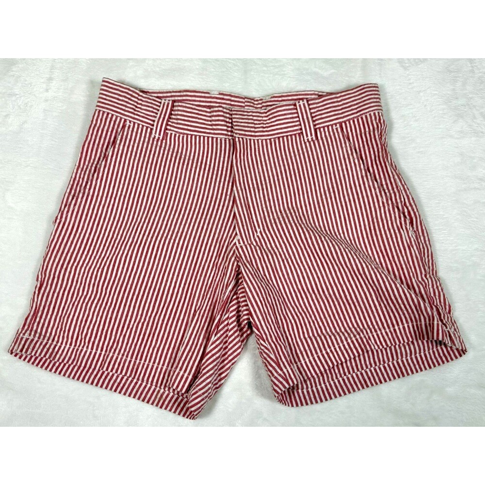 American Apparel Shorts Womens 25 Red Seersucker Striped Casual Summer